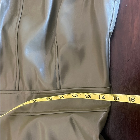 Chic Olive Green Midi Dress Pleather with matching belt. - Picture 7 of 10